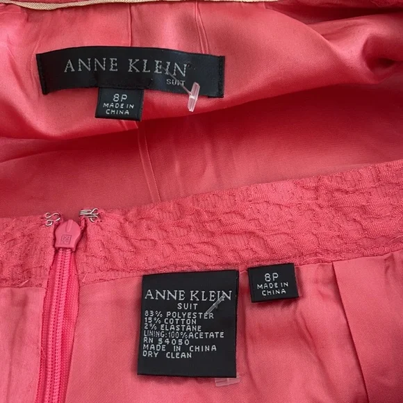Vintage Ann Klein pink textured skirt set
